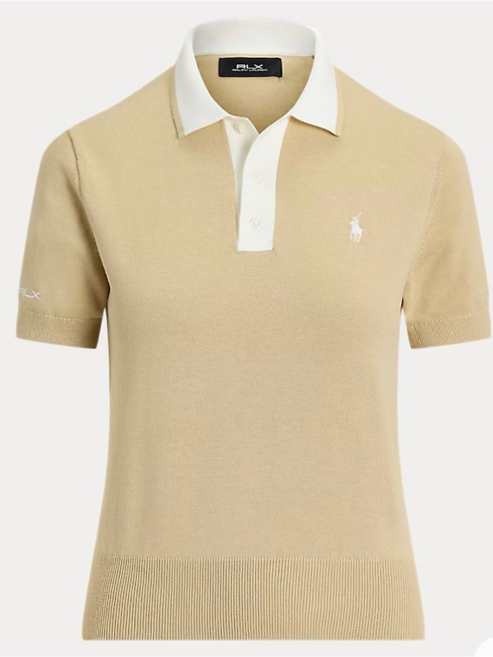 RLX Ralph Lauren Beige Polo with White Contrast Collar